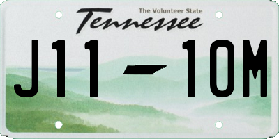TN license plate J1110M