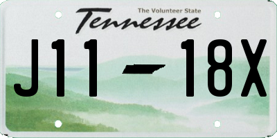 TN license plate J1118X