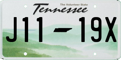 TN license plate J1119X