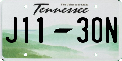 TN license plate J1130N