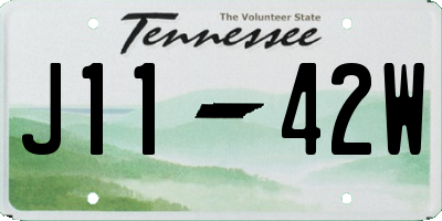 TN license plate J1142W