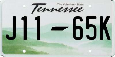 TN license plate J1165K