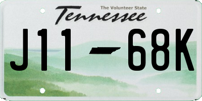 TN license plate J1168K