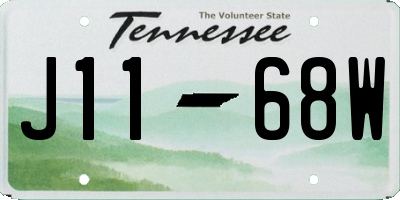 TN license plate J1168W