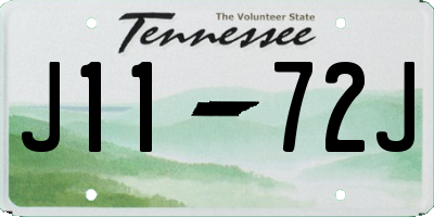 TN license plate J1172J