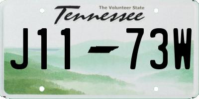 TN license plate J1173W