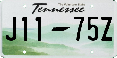 TN license plate J1175Z