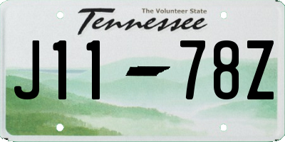 TN license plate J1178Z