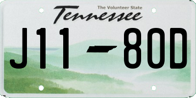TN license plate J1180D