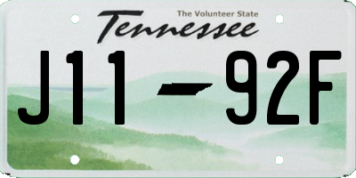 TN license plate J1192F