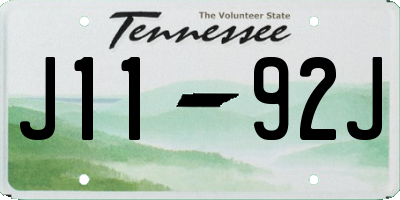 TN license plate J1192J