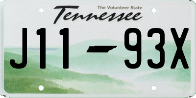 TN license plate J1193X