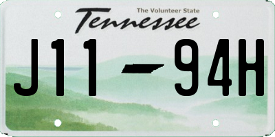 TN license plate J1194H