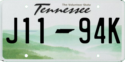 TN license plate J1194K
