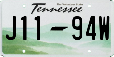 TN license plate J1194W