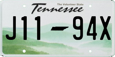 TN license plate J1194X