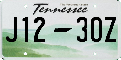 TN license plate J1230Z