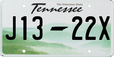 TN license plate J1322X