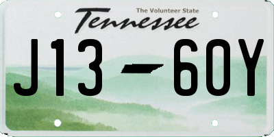 TN license plate J1360Y