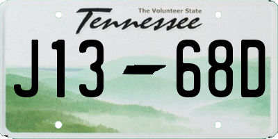 TN license plate J1368D