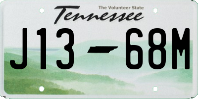 TN license plate J1368M