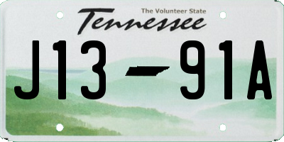 TN license plate J1391A