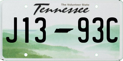 TN license plate J1393C