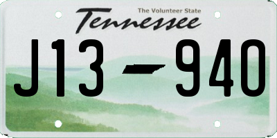 TN license plate J1394O