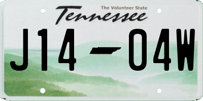 TN license plate J1404W