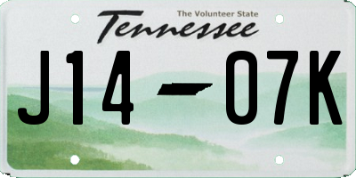 TN license plate J1407K