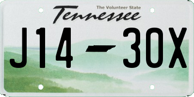 TN license plate J1430X