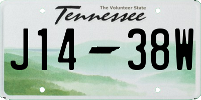 TN license plate J1438W