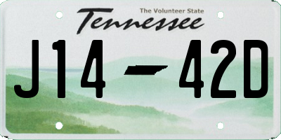 TN license plate J1442D
