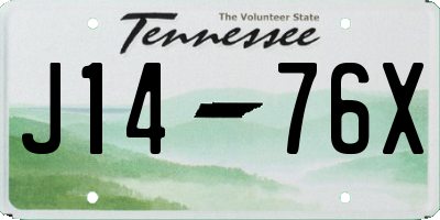 TN license plate J1476X