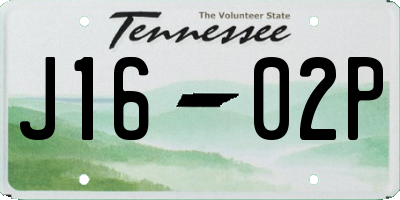 TN license plate J1602P