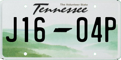 TN license plate J1604P