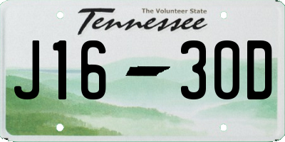 TN license plate J1630D