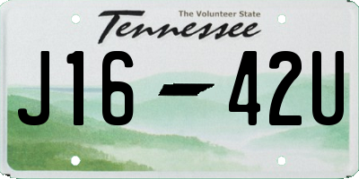 TN license plate J1642U