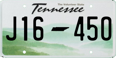 TN license plate J1645O