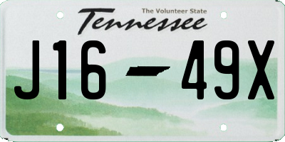 TN license plate J1649X