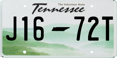 TN license plate J1672T