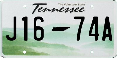 TN license plate J1674A