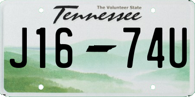 TN license plate J1674U