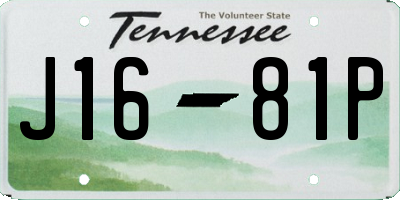 TN license plate J1681P