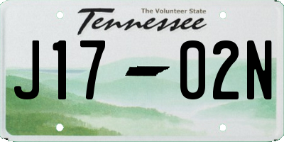 TN license plate J1702N