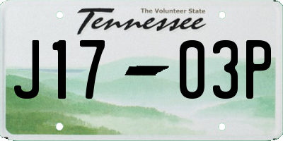 TN license plate J1703P
