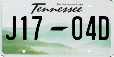 TN license plate J1704D