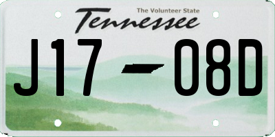 TN license plate J1708D