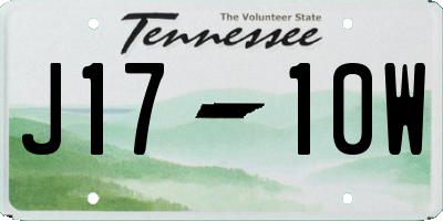 TN license plate J1710W