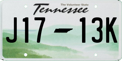 TN license plate J1713K